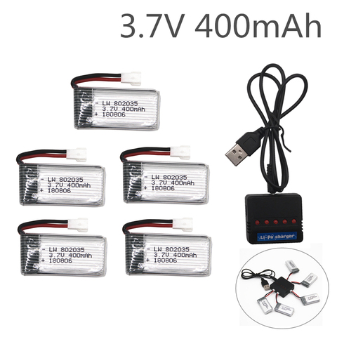 3,7 V 400mAh 35C Lipo batería y batería de cargador de batería para X4 H107 H31 KY101 E33C E33 U816A V252 H6C RC Quadcopter de pieza de repuesto de Dron ► Foto 1/4