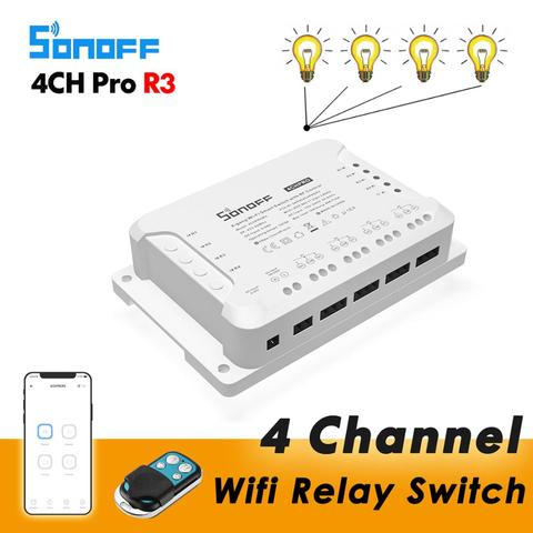 Sonoff 4CH Pro R3 R2 / 4CH R3 Wifi inteligente interruptor de relé módulo 4 canal eWeLink voz Control con Alexa de Google ► Foto 1/6