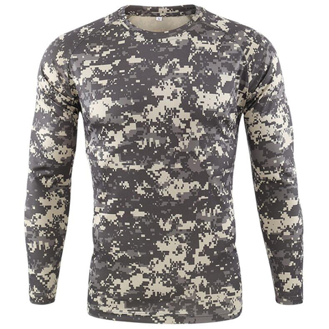 Camiseta de secado rápido para hombre, camisa de camuflaje táctico de manga larga con cuello redondo, deportiva, Militar del Ejército, divertida, 3D, novedad ► Foto 1/6