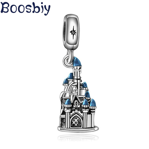 Boosbiy-abalorios de Castillo de dibujos animados mágicos chapados en plata para mujer, 2 unidades, dijes, dijes, pulseras, collares, regalo de joyería ► Foto 1/2