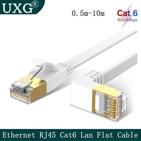 90 grado CAT6 Ethernet Cable plano 1000Mbps 250MHz CAT6 RJ45 red Cable de conexión Ethernet LAN Cable para computadora enrutador portátil ► Foto 1/6