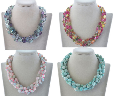 Collar de piedras preciosas naturales barroco, magnético, Z11012, 4 filas, 18 