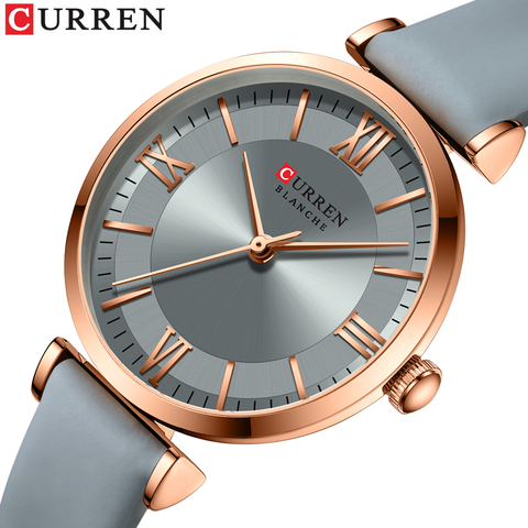 CURREN nuevos relojes para las mujeres cuarzo Simple damas relojes de pulsera con correa de cuero elegancia pulsera con encanto atemporal ► Foto 1/6