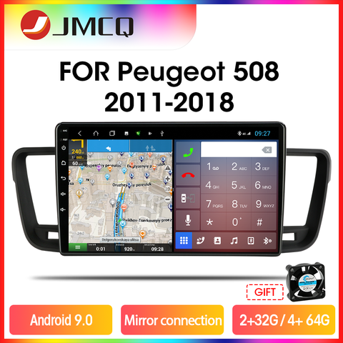 JMCQ-Reproductor multimedia con Android 9 para Peugeot, radio de coche 2 din con RDS, DSP, 4GB ram y 64GB rom, mirrorlink, reproducción de vídeo, para Peugeot 508, 2011, 2012, 2013-2022 ► Foto 1/6