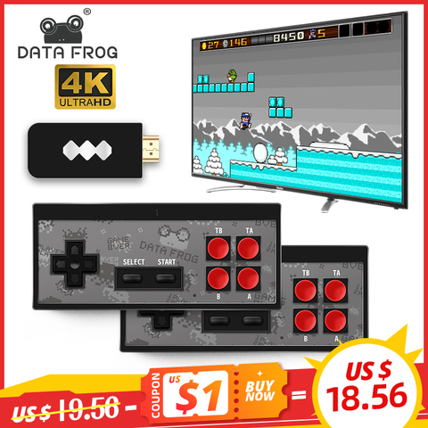 Data Frog-mini consola con 1400 NES classic, Consola de Videojuegos TV portátil inalámbrica con USB, mando a distancia, salida HDMI Dual ► Foto 1/6