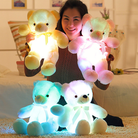 30CM luminoso juguetes de peluche luz LED colorido brillante oso de peluche Animal relleno de la muñeca de los niños regalo de Navidad para niños niñas ► Foto 1/6