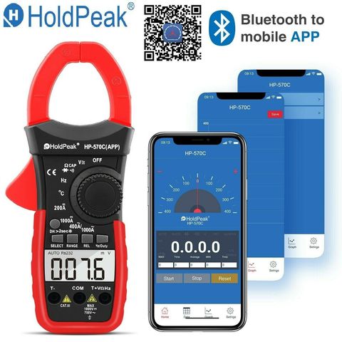 Holdpeak HP-570C-APP medidor de pinza Digital DC actual 4000 cuenta AC/DC Volt 1000A de Tester ► Foto 1/6