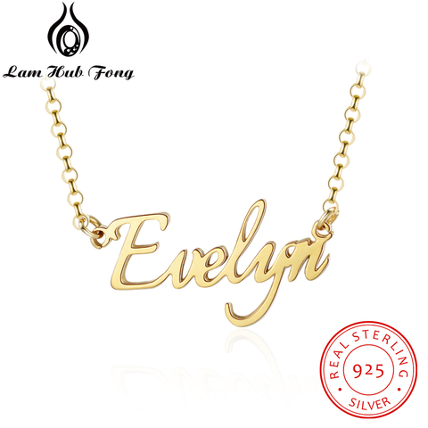 Collar personalizado con nombre de Plata de Ley 925, colgante de corazón de amor, Gargantilla personalizada, placa con nombre, joyería fina (Lam Hub Fong) ► Foto 1/6