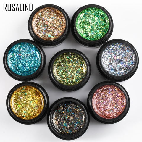 ROSALIND 5ml brillante esmalte de uñas de Gel de diamantes brillante para pintura con brillantina Diseño de Arte de uñas de UV Base superior de Primer para manicura ► Foto 1/6