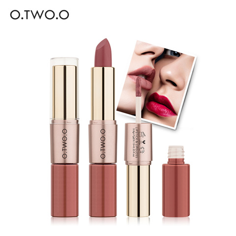 O.TWO.O-barras de labios de colores surtidos, conjunto de 12 barras de labios de larga duración, hidratantes, tonos rojo y nude, en brillante y en mate ► Foto 1/6