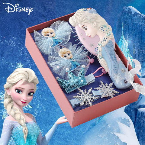Conjunto de horquillas y Diadema de princesa Elsa de Disney para niñas, diadema de goma coreana, exquisitas decoraciones, regalo ► Foto 1/6