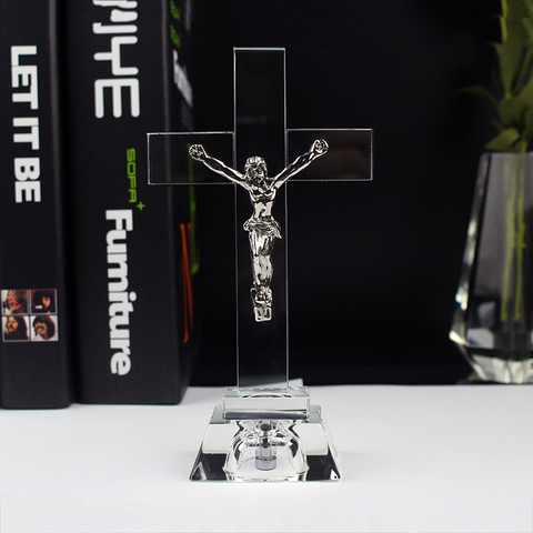 Cruz de cristal con LED Bbay para decoración del hogar, estatua religiosa, recuerdo de ducha, regalo, precio barato ► Foto 1/6