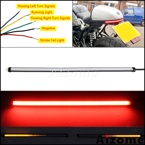 45cm Flexible de freno de la motocicleta de la cola luces LED tira secuencial Switchback luz estroboscópica para luz w/fluir las señales de giro Luz ► Foto 1/6