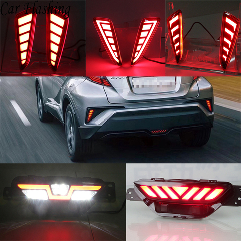 Intermitente para coche 1Set para Toyota C-HR CHR 2016 de 2017 de 2022Multi-function lámpara Reflector LED luz antiniebla trasera de freno para parachoques trasero Luz ► Foto 1/6