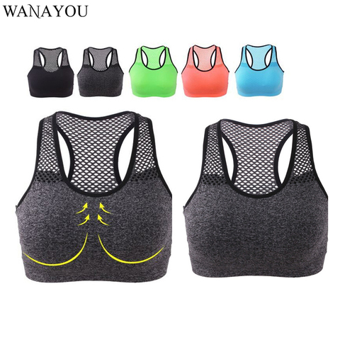 WANAYOU-Sujetador deportivo transpirable para mujer, prenda superior sin costuras con relleno de alta elasticidad, chaleco de Fitness para absorber el sudor, correr y Yoga ► Foto 1/6