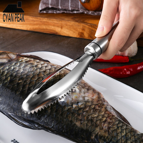 Ralladores de raspado de escamas de pescado, pelador para limpieza rápida, raspador de piel de pescado, pinza de hueso, herramienta de cocina ► Foto 1/6