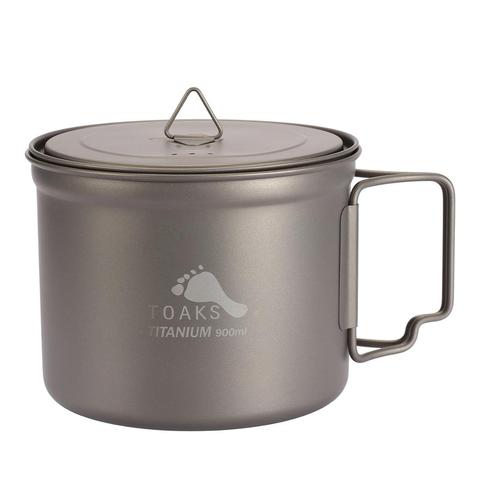 TOAKS-Olla de titanio ultraligera para acampar al aire libre, taza de 900ml con cubierta y mango plegable, POT-900-D115 ► Foto 1/6