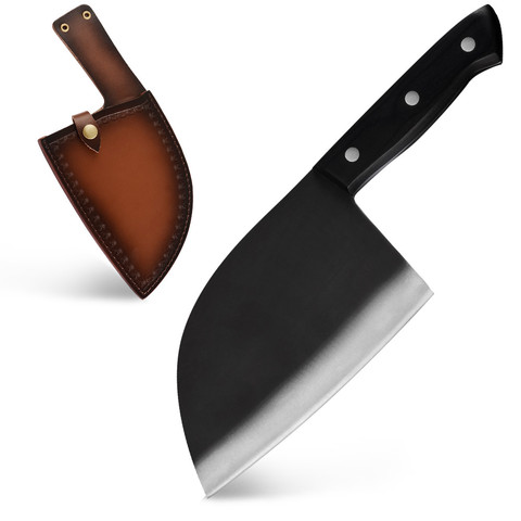 Cuchillo de carnicero chino de 6,5 pulgadas, cuchillos de Chef de alto carbono, rebanador, deshuesador, cuchillo con funda de cuero, regalo para esposa y casa ► Foto 1/6