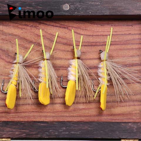 Bimoo-SEÑUELOS DE pesca de trucha, 8 Uds., amarillo, tolva, Madam X, mosca seca, tamaño #10 ► Foto 1/6