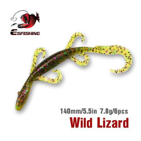 KESFISHING-SEÑUELOS DE SIMULACIÓN pesca, cebos de plástico suave, 6 uds. 14cm 7,8g KESFISHING Wild Lizard 5,5 