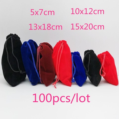 Bolsa de terciopelo con cordón para embalaje de joyería, 100 Uds., bolsas para joyería, embalaje de joyería, 15x20 ► Foto 1/6