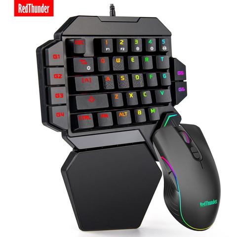 RedThunder teclado de juego de una sola mano RGB retroiluminado portátil Mini teclado de juegos control de juegos ergonómico para PC PS4 Xbox Gamer ► Foto 1/6