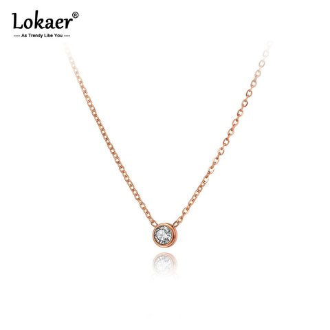 Lokaer de titanio de acero inoxidable redonda de cristal de CZ encanto gargantilla collares para mujeres chica de moda colgante de diamantes de imitación collar N20253 ► Foto 1/6