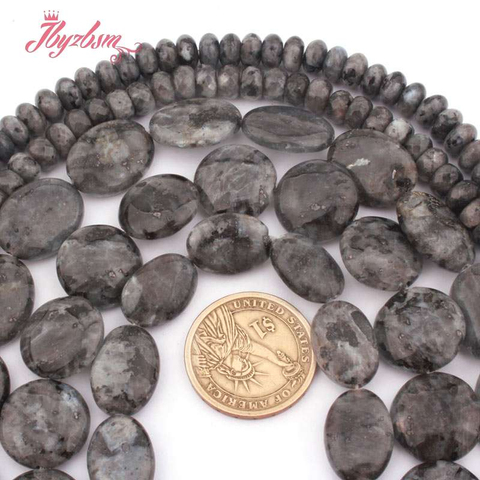 Cuentas espaciadoras con forma de moneda de labradorita para mujer, joyería, collar, pulsera, 15