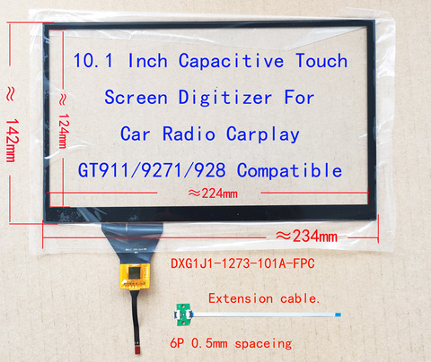 Sensor de Digitalizador de pantalla táctil capacitivo I2C de 10,1 pulgadas para navegación de coche, Radio, Carpc, 234x142mm, 6 pines, GT9271, Can, placa USB ► Foto 1/3