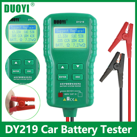 DUOYI DY219 12V 12V cargador de batería de coche de Digital automotriz AH 2000CCA tensión de control de batería de carga de herramientas de diagnóstico ► Foto 1/6