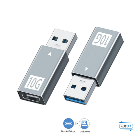 Adaptador USB 3,1 macho A tipo C hembra, convertidor USB A USB C 3,1 GEN 2, doble cara, compatible con transferencia de 10Gbps/auriculares tipo C ► Foto 1/6