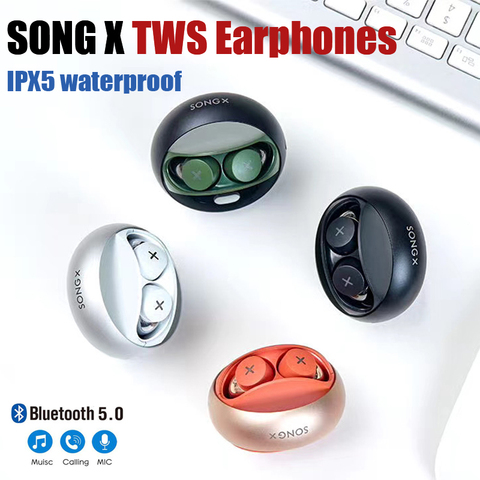 SONG X-auriculares TWS inalámbricos por Bluetooth, cascos deportivos de rotación con micrófono para todos los teléfonos Iphone, Xiaomi y Samsung ► Foto 1/6