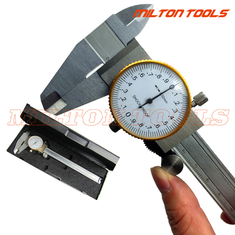 Calibrador de dial de precisión de 0-150mm 0,02mm Calibre vernier micrómetro calibre 6 pulgadas vernier de acero inoxidable con calibrador de mesa ► Foto 1/6