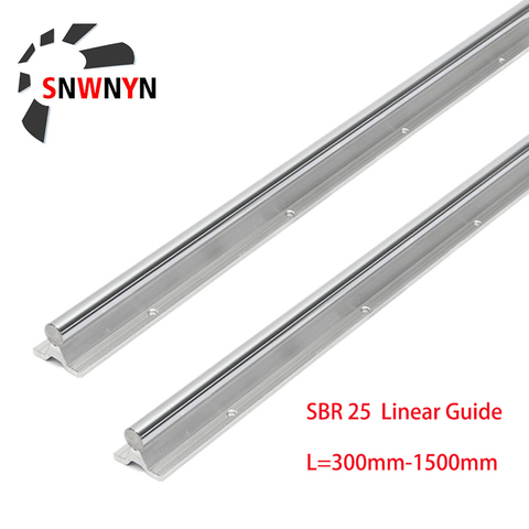 2 uds SBR25 carril lineal de 25mm de longitud 300, 400, 500, 600, 800, 1000, 1200, 1500mm apoya plenamente riel lineal de guía varilla del eje para pieza CNC ► Foto 1/6