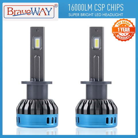 BraveWay Auto lámparas LED Chip H1 H4 H7 H8 H11 9005 HB3 9006 HB4 bombilla Led para faros de coche Luz de niebla 16000LM 6500K 50W Kit de conversión ► Foto 1/6