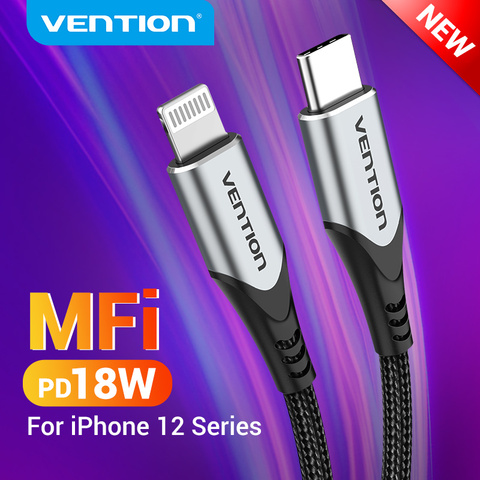 Vención de la MFi USB tipo C Cable para iPhone 12 mini 11 8 Plus de 18W USB C a Cable de iluminación para iPad USB-C Cable de datos del cargador ► Foto 1/6