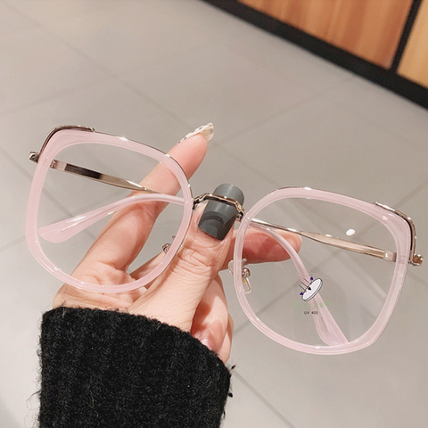 SO & EI-gafas cuadradas de gran tamaño para mujer y hombre, montura Vintage transparente, anti-blu-ray, con montura Rosa óptica, gafas de computadora ► Foto 1/6