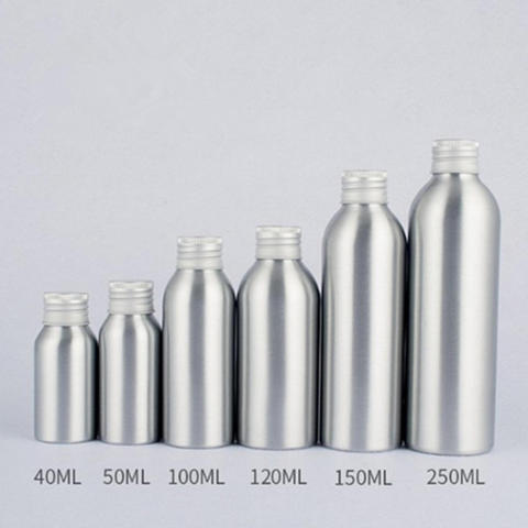 Botellas de aluminio vacías con tapa de tornillo, botellas de Metal para loción, 40ml/50ml/100ml/120ml/150ml/250ml, 1 unidad ► Foto 1/6