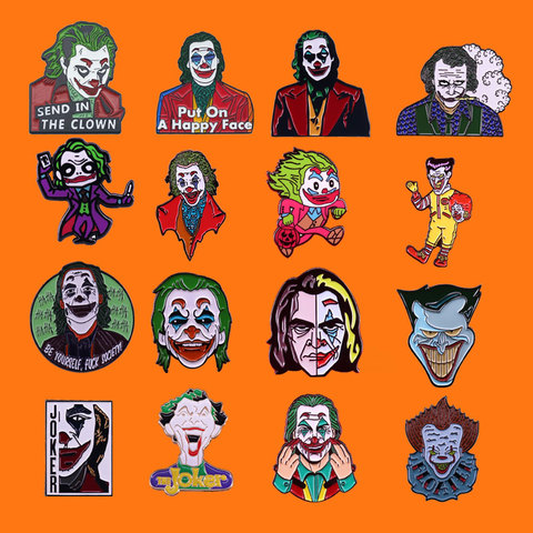 Alfileres de esmalte del Joker para Halloween, broche de Metal de dibujos animados, mochila, sombrero, bolso, Collar, insignias de solapa para mujer, regalos de joyería ► Foto 1/6