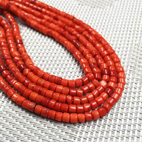 Cuentas de Coral Natural para fabricación de joyas, cuentas de Coral sueltas de color rojo cilíndrico para fabricación de joyas, accesorios de pulsera y collar, tamaño de 3x3mm, novedad ► Foto 1/5