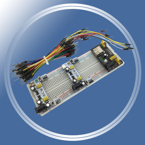 Placa de pruebas de potencia MB102 de 3,3 V/5V, módulo + MB-102, prototipo de placa de pan de 830 puntos para Arduino, Kit de bricolaje + 65 cables flexibles de puente ► Foto 1/6