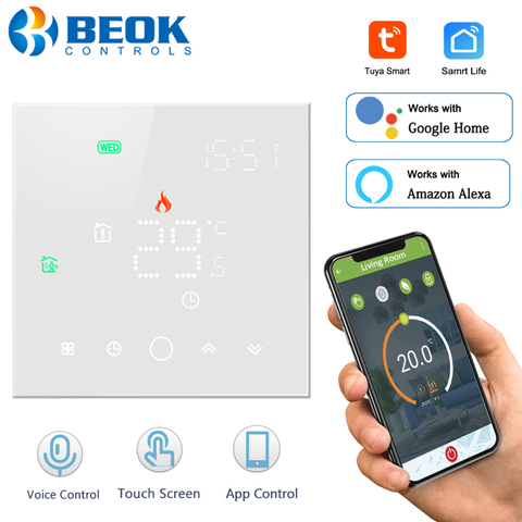 Beok-termostato Wifi para caldera de Gas, regulador de temperatura inteligente para suelo, termostato caliente, funciona con Google Home, Alexa, TGW003 ► Foto 1/6