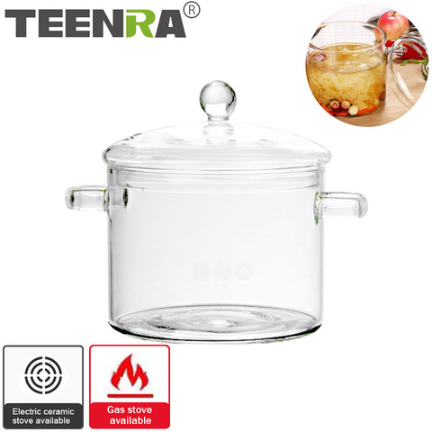 TEENRA-Olla de vidrio para sopa, recipiente transparente para sopa, resistente al calor, cuenco para ensalada, fideos instantáneos, suministros de cocina ► Foto 1/6