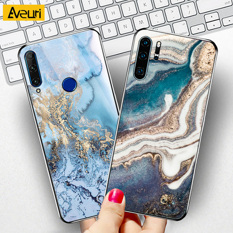 Funda de teléfono de cristal de mármol de lujo, para Huawei Y8P Nova 2i 3 3i 5T P SMART Z Plus 2022, P20 P30 Lite P40 Pro ► Foto 1/6