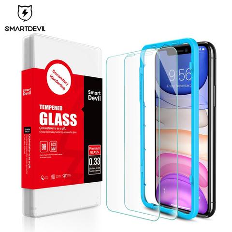 SmartDevil-Protector de pantalla de vidrio templado curvo para iPhone, Protector de pantalla para iPhone 12 Pro Max 11 7 8 Plus, SE2 X Xs Max Xr ► Foto 1/6