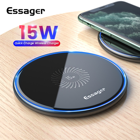 Essager-cargador inalámbrico Qi para móvil, almohadilla de carga rápida de inducción de 15W para iPhone 12, 11 Pro, Xs Max, Mini, X, Xr, 8, Samsung y Xiaomi ► Foto 1/6