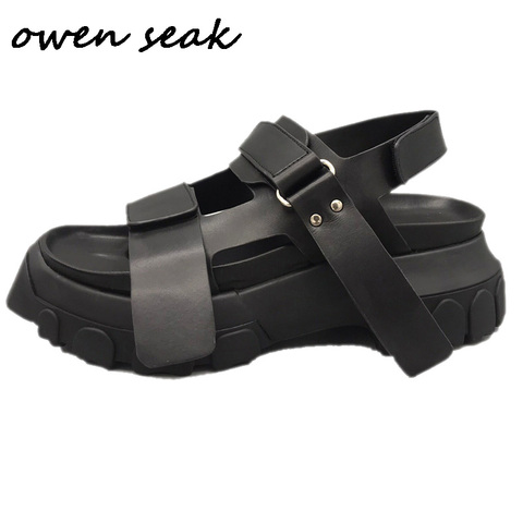 Owen Seak-sandalias para mujer informales estilo gladiador con aumento de altura, Zapatillas tipo zuecos, color negro, para verano ► Foto 1/6