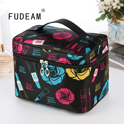 FUDEAM-bolsa de viaje multifunción de poliéster para mujer, organizador de artículos de tocador, bolsa de cosméticos portátil, caja para almacenar maquillaje impermeable ► Foto 1/6