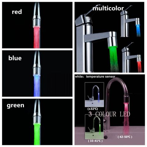 Colorido LED TAP Sensor de temperatura de luz sin batería grifo de agua corriente RGB ducha brillante ► Foto 1/6