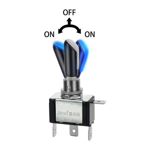 Jtron-Interruptor de palanca de 12mm, encendido y apagado, 12v, 20A, led azul, iluminado, 3 posiciones, 4P, SPDT ► Foto 1/6